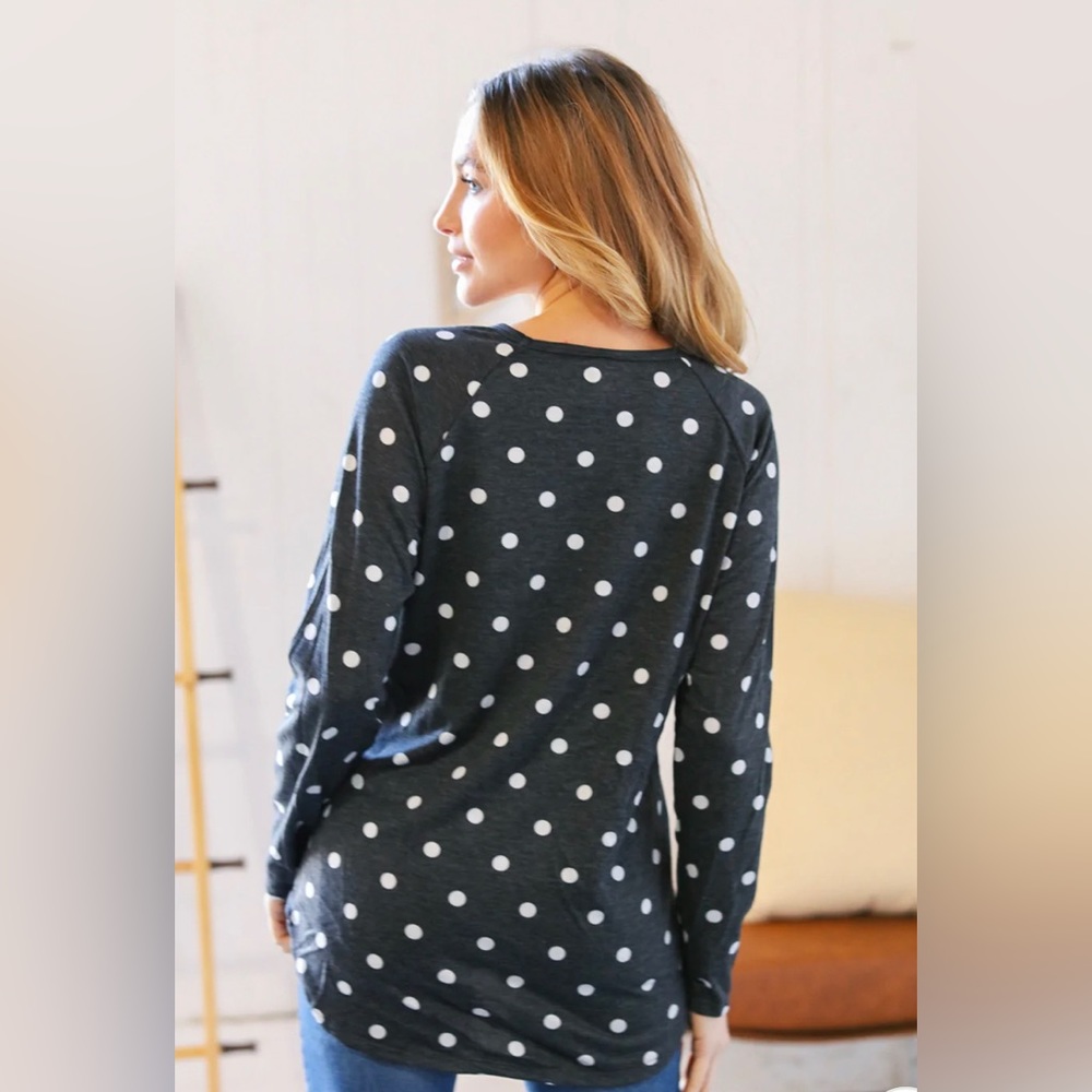 Black French Terry Polkadot Top - Picture 7 of 8
